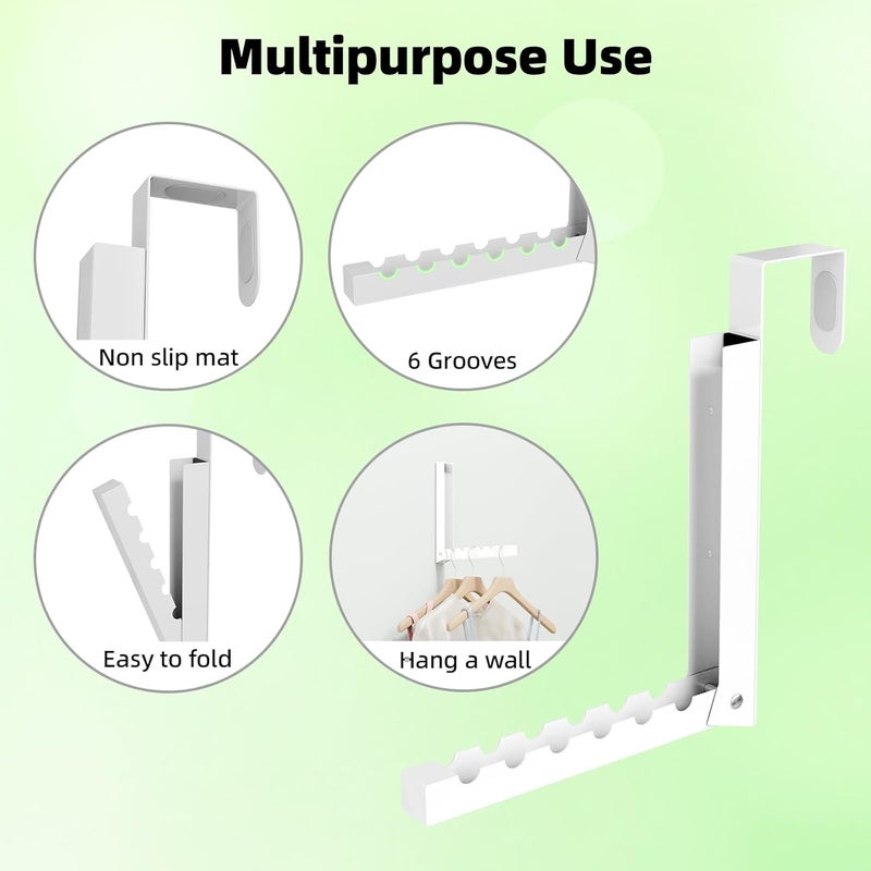 BAKON Over The Door Hanger Folding Clothes Drying Rack, Folding Hanging Coat Rack for Indoor Laundry Room Compact Small Space Foldable Portable Clothing Hanger Hook Collapsible- 2 Pack - Image 5